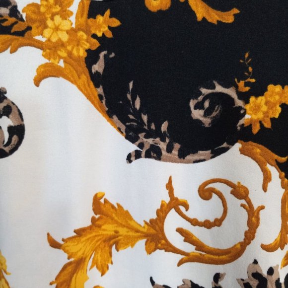 Gemstone Above Knee White Black Baroque Print Mini Dress NWT - Picture 8 of 8